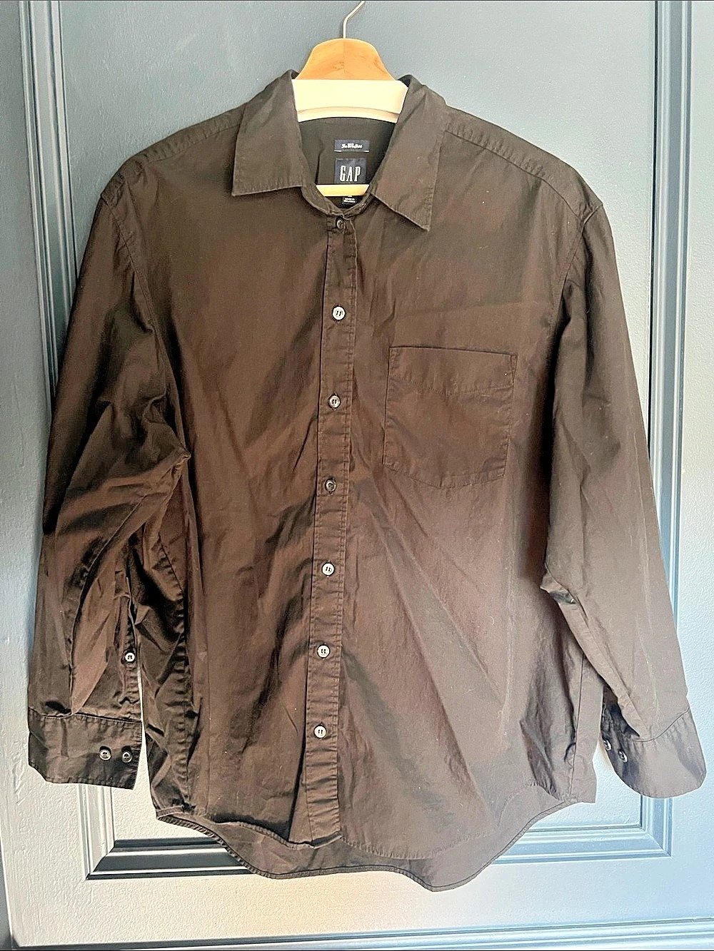 Gap The Big Shirt, Black Button Down, Medium